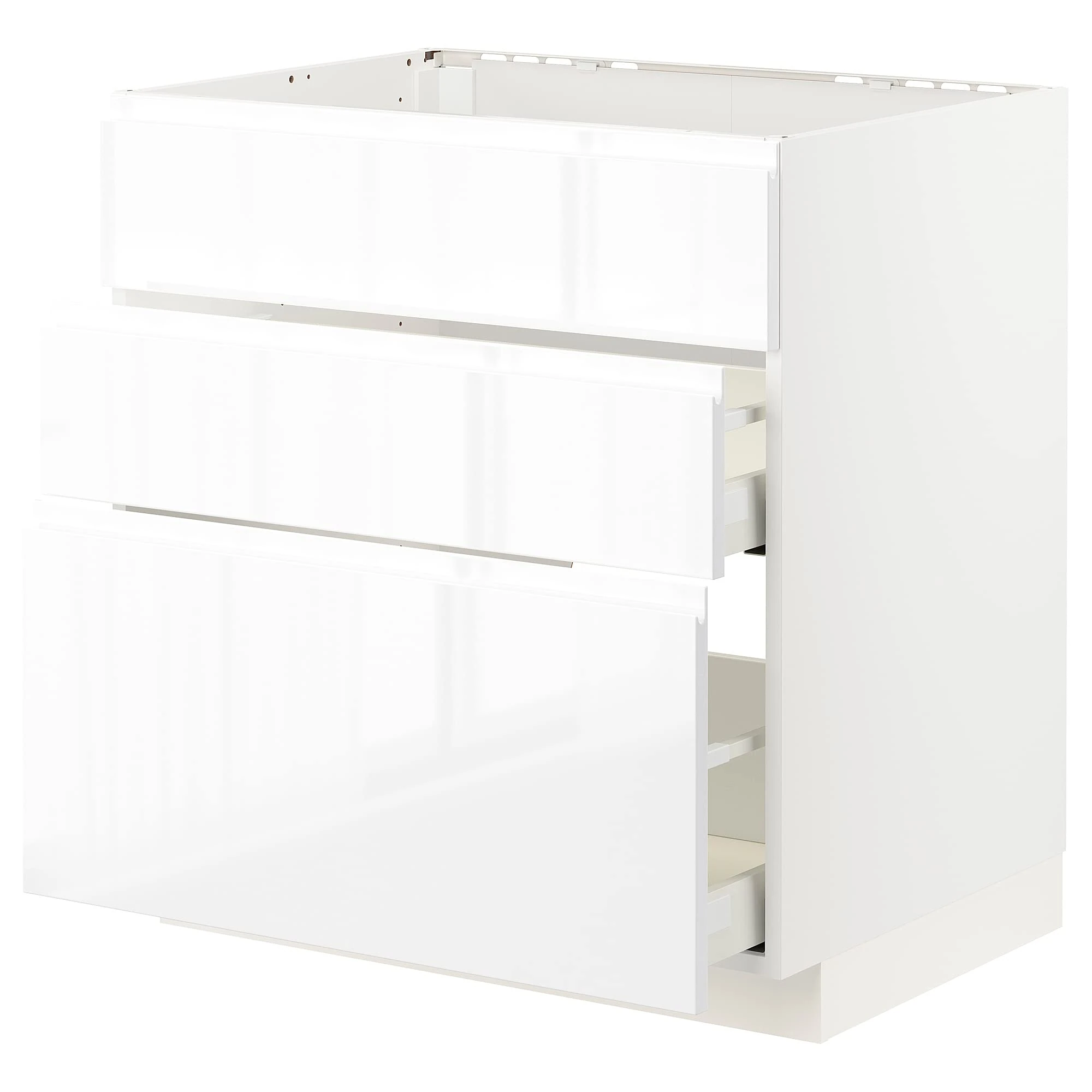 IKEA METOD/MAXIMERA Base cab f hob/int Extractor w drw, 80x60 cm, White/Voxtorp high-Gloss/White