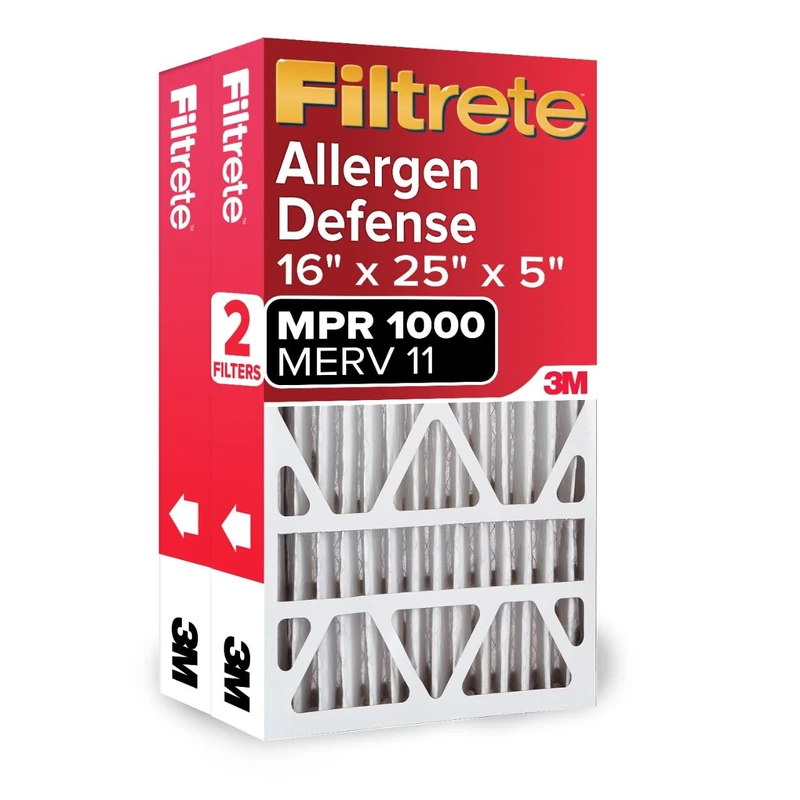 Filtrete 16x25x5 Air Filter, MPR 1000, MERV 11, Micro Allergen Defense Pleated 5-Inch Air Filters, 2 Filters