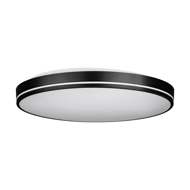 Eglo LED Ceiling Light Fitting Orotava, Round Ceiling lamp with Crystal Effect, dimmable Lighting with Remote Control, Metal and Plastic in Black and White, Warm White-Cold White, Ø 39.5 cm