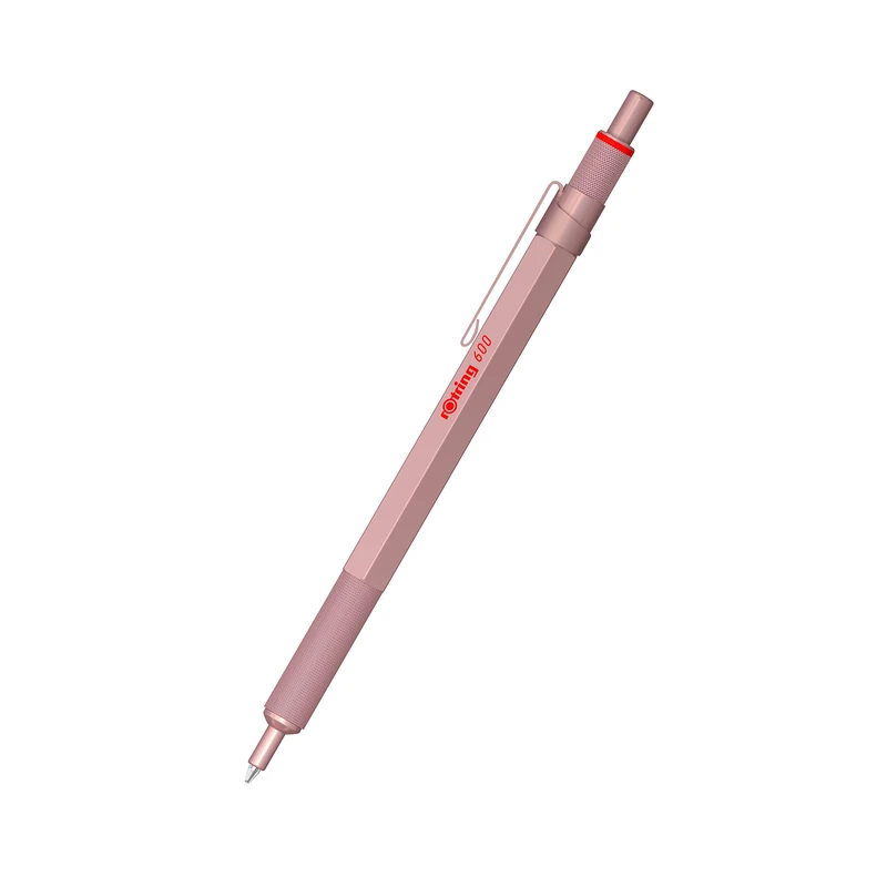 rOtring 600 Metallic Ballpoint Pen | Medium Point | Black Ink | Rose Gold Barrel with Non-Slip Knurled Grip | Refillable | 1 Count