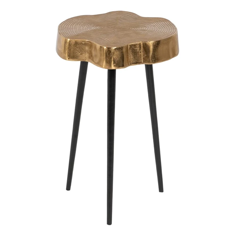 LOLAhome Gold Aluminium Engraved Log Table Ø 30 x 47 cm - Image 1