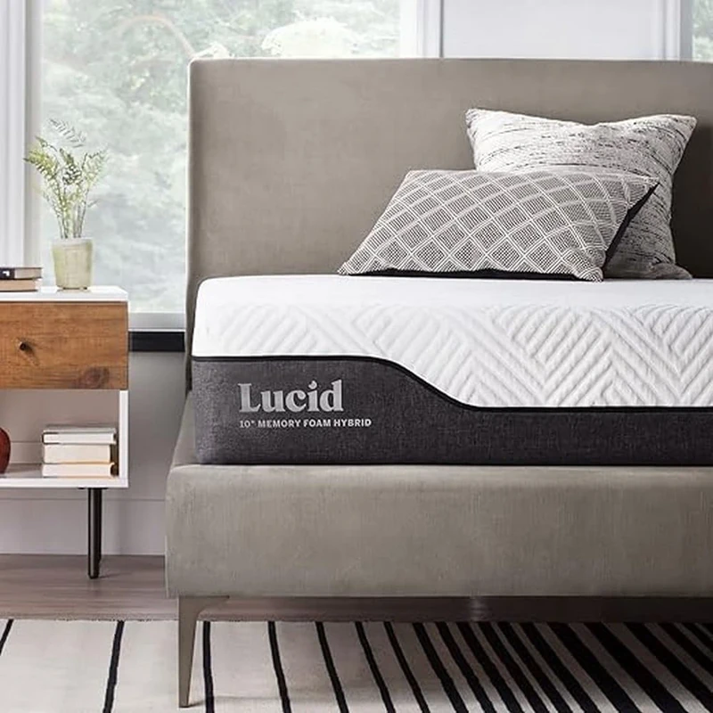 LUCID Hybrid Mattress, Memory Foam, White, 100 x 200 cm