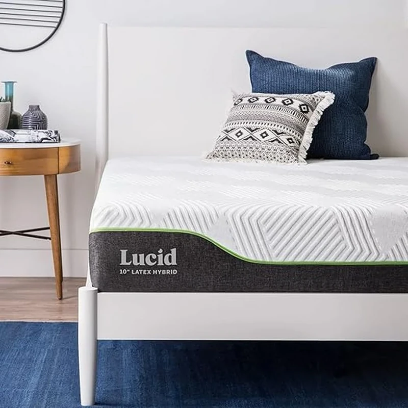 LUCID Hybrid Mattress, 25 cm Thick – Reactive Latex – Gel Shape Memory – Steel Pocket Springs – Oeko-Tex – Medium Hardness – 140 x 190 cm, White, Double