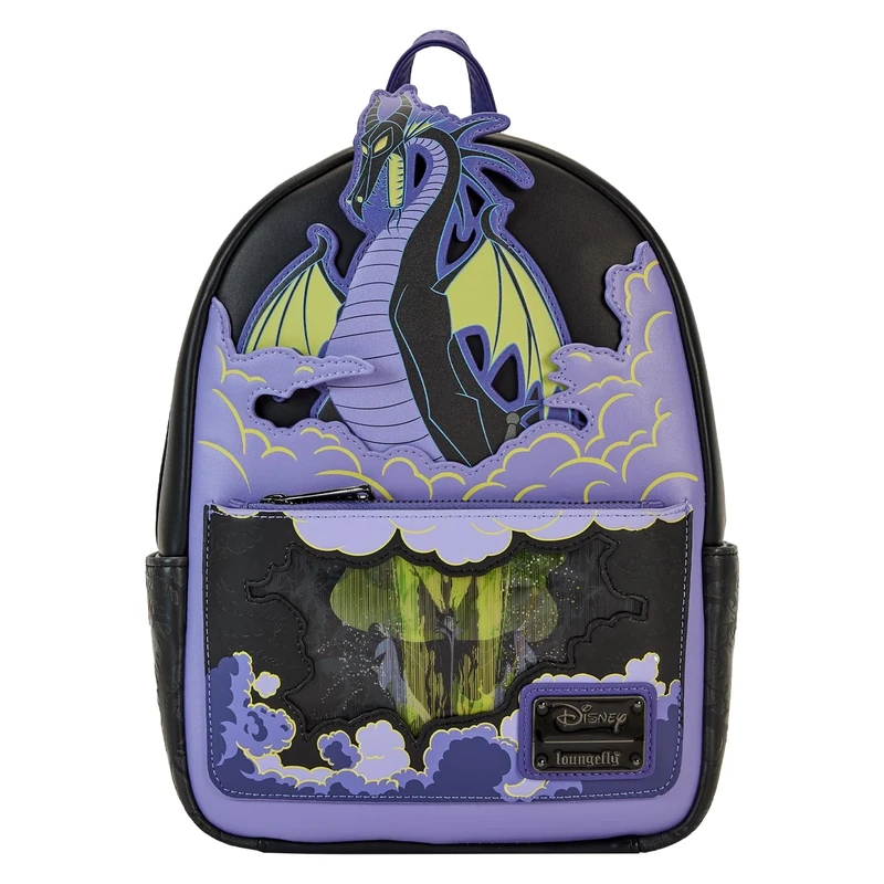 Loungefly Disney Backpack: Maleficent Dragon Lenticular and Glow In the Dark Mini-Backpack - Disney Villains - Amazon Exclusive - Premium Vegan Leather - Gift Idea - Official Merchandise