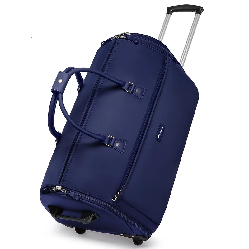 Rolling Garment Bags for Travel with Shoe Pouch Modoker Canvas Garment Bag, Blue, Baseline - Compact Garment Bag