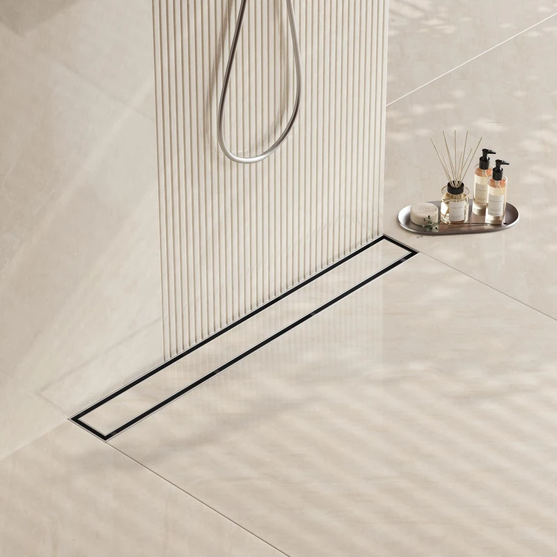 Neodrain 30-Inch Linear Shower Drain,with 2-in-1 Flat & Tile Insert Cover, Rectangle Shower Floor Drain, Linear Drain with Hair Strainer