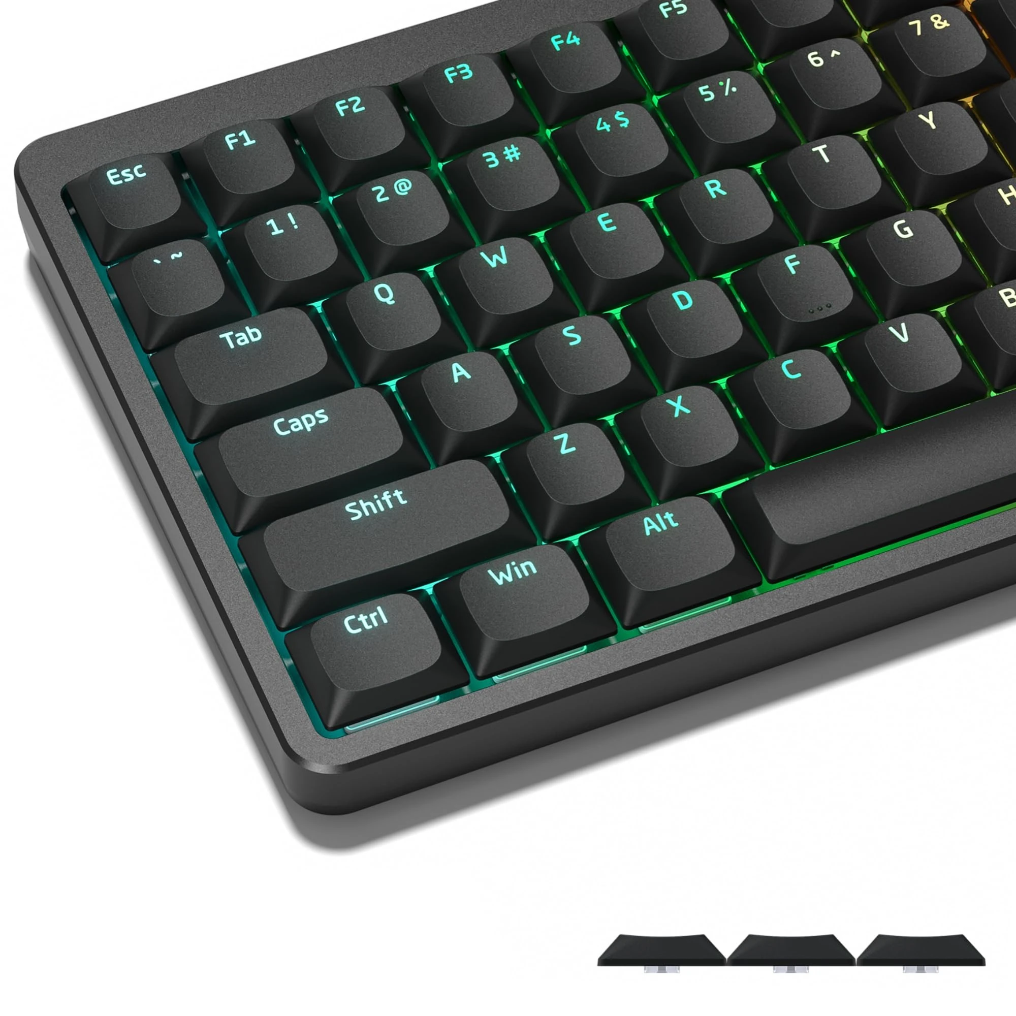 Womier Low Profile Custom Keyboard Keycaps - 75% Full Keycaps for 60% 65% 75% 80% 100% Mechanical Keyboards, Black Backlight