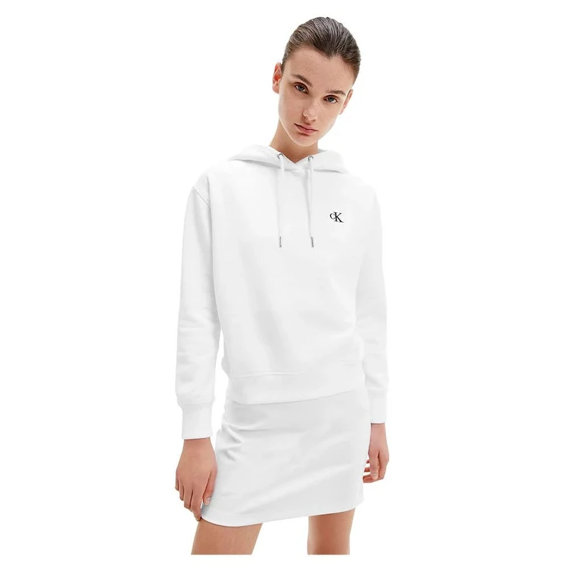 Calvin Klein Jeans Women Sweatshirt Ck Embroidery no Hood, White (Bright White), XXL