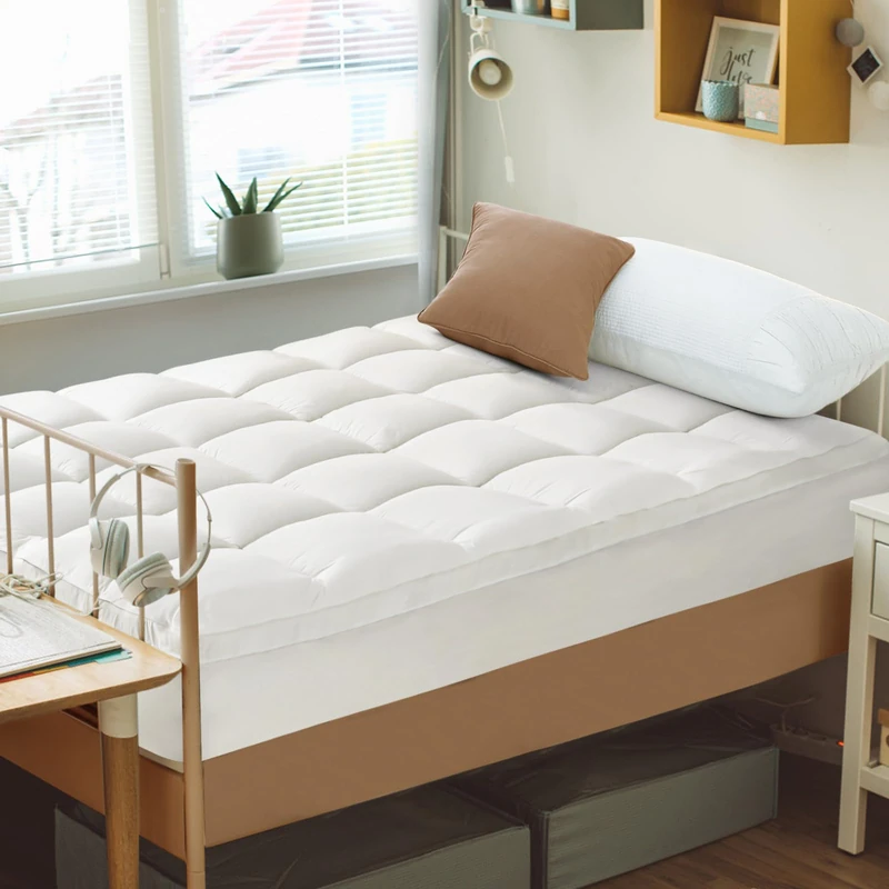 Twin XL Mattress Topper Dorm Bedding - College Essential Single Bed Cooling Mattress Pad Cover Extra Thick Protector with 8-21 Deep Pocket (White) - Image 1
