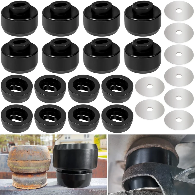 7-141 Body and Cab Mount Bushing Kit for Chevy Silverado & Sierra 1500/2500 2WD/4WD 1999-2014 Silicone Body Cab Mounts & Washers (Black Silicone 24PCS)