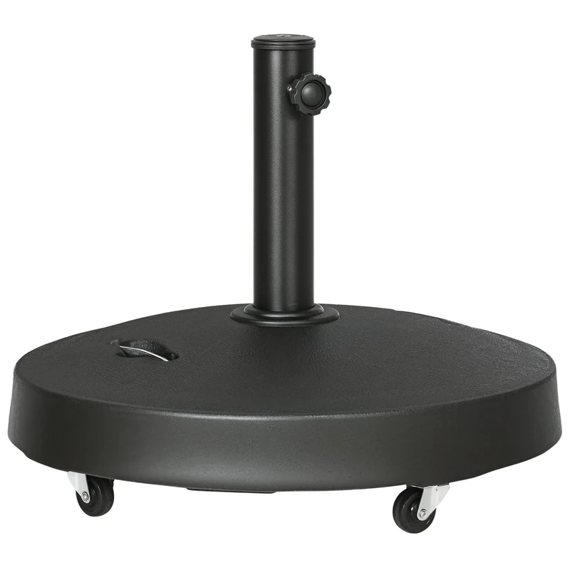 Outsunny 25kg Resin Garden Parasol Base with Wheels - Black