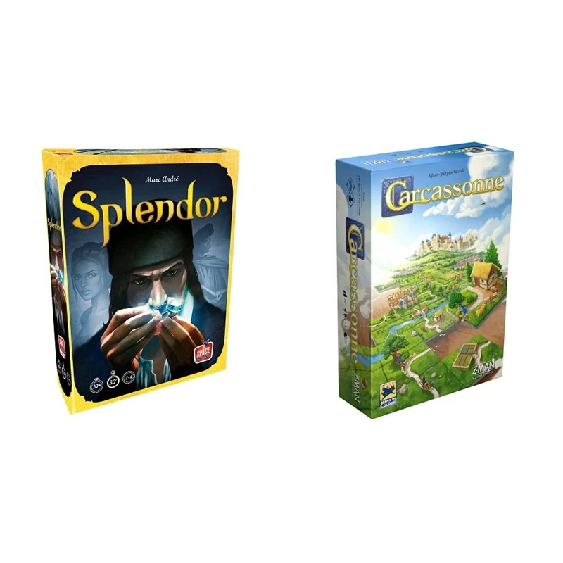 Space Cowboys UNBOX NOW | Splendor | Board Game | Ages 10+ | 2 to 4 Players | 30 Minutes Playing Time & Z-Man Games | Carcassonne | Board Game | Ages 7+ | 2-5 Players | 45 Minutes Playing Time