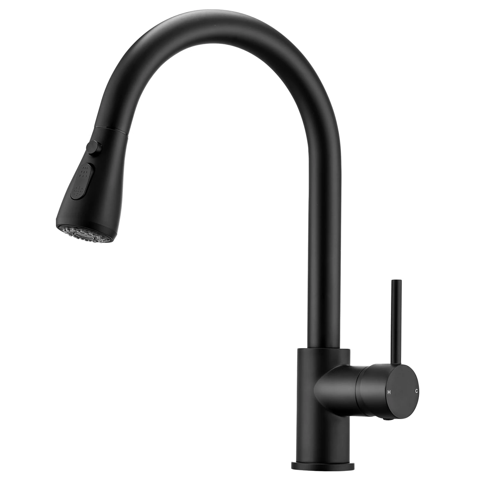Peppermint Black Kitchen Tap with Pull Out Spray, Kitchen Sink Mixer Tap with 3 Mode Spray Head, Single Handle Modern Mono Mixers Bar Taps Faucet with High Arc 360 Swivel Spout