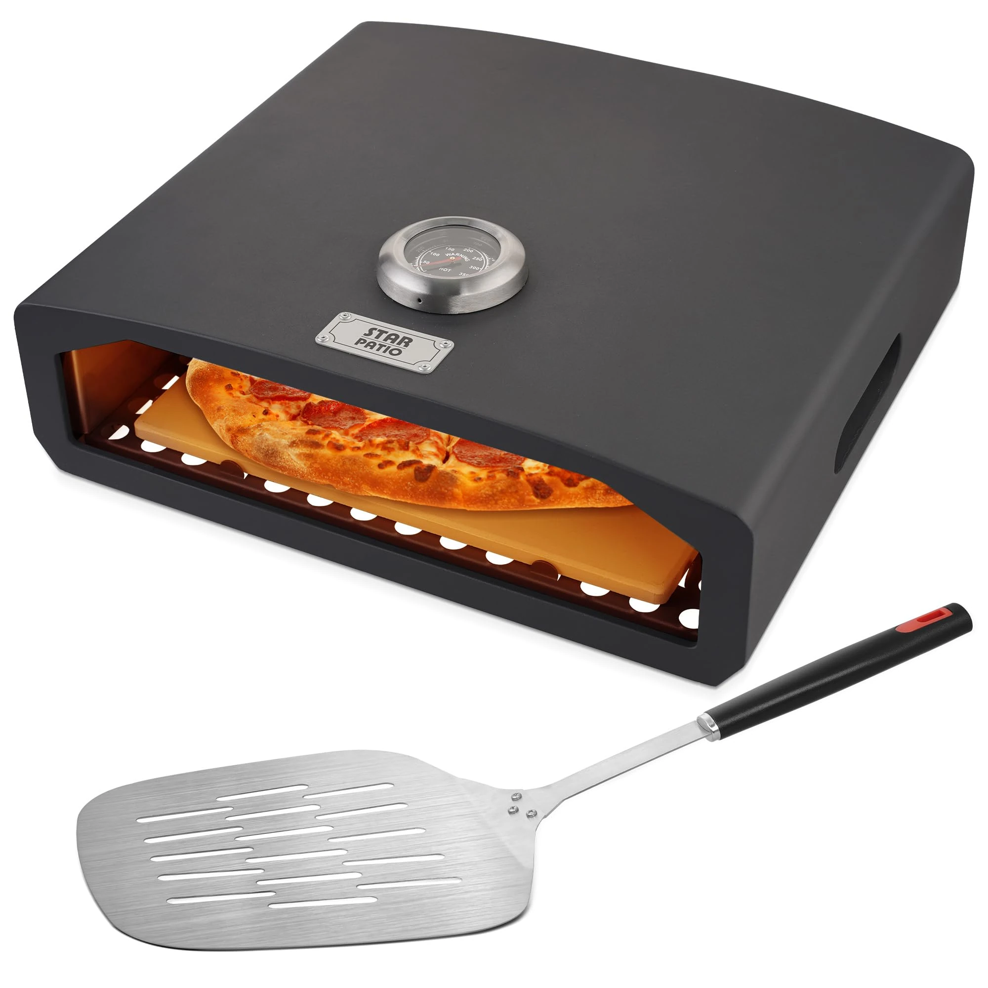 STAR PATIO Grill Pizza Oven - Portable Pizza Oven For Outside with Pizza Stone, Pizza Peel and Thermometer – Home Backyard Pizza Maker for Charcoal Grill, Gas Grill and Propane PZB-002