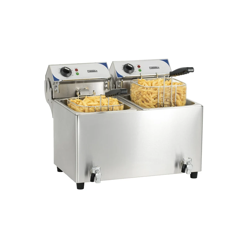 Casselin CFEV102B Electric deep Fryer with Drain tap 2 x 10L, Stainless Steel
