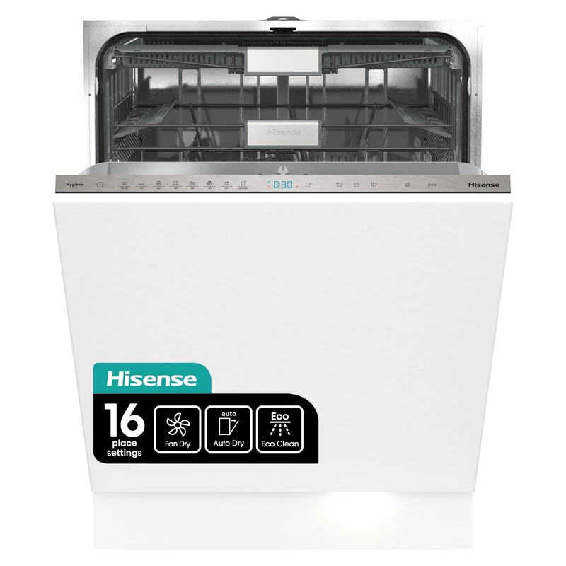 Hisense HV693C60UK Wifi Connected Fully Integrated Standard Dishwasher - Black Control Panel with Fixed Door Fixing Kit - C Rated, (HV693C60UK_BK)
