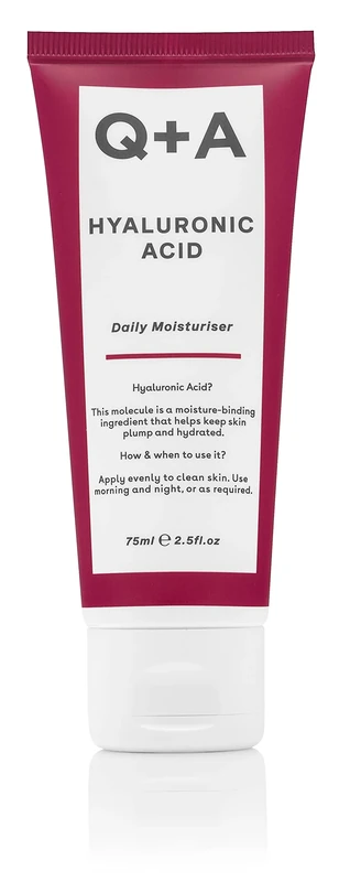 Q+A Hyaluronic Acid Daily Moisturiser (75ml), Hydrating Face Cream with Polyglutamic Acid and Rice Bran Extract, For Soft, Even and Nourished Skin, Fragrance Free Skincare