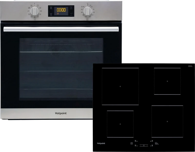 Hotpoint HotSA2Induct Built In Electric Single Oven and Induction Hob Pack - Stainless Steel/Black - A+ Rated