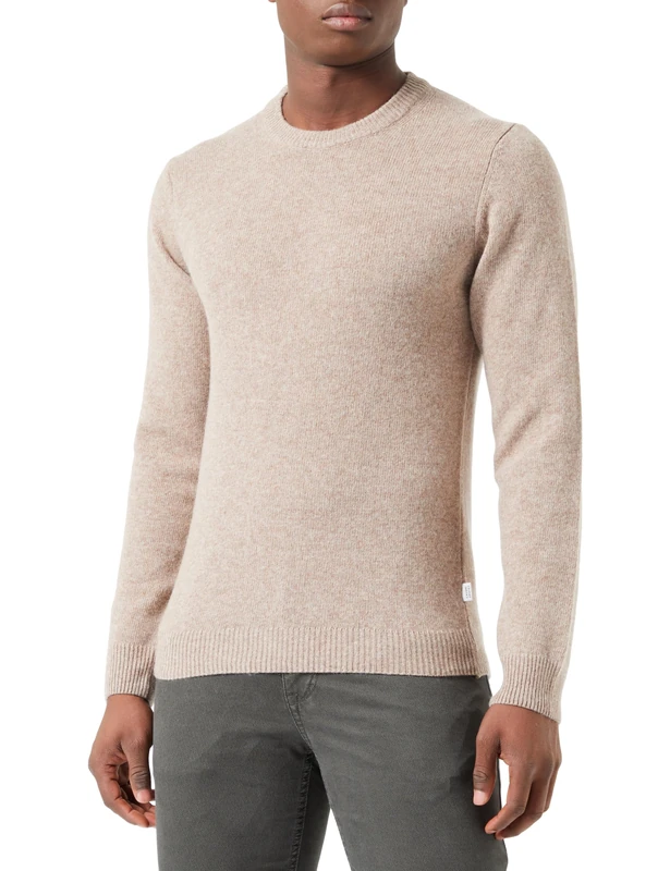 CASUAL FRIDAY Men's Karl Crew Neck Bounty Knit Sweater, Silver Mink Melange (1713121), M