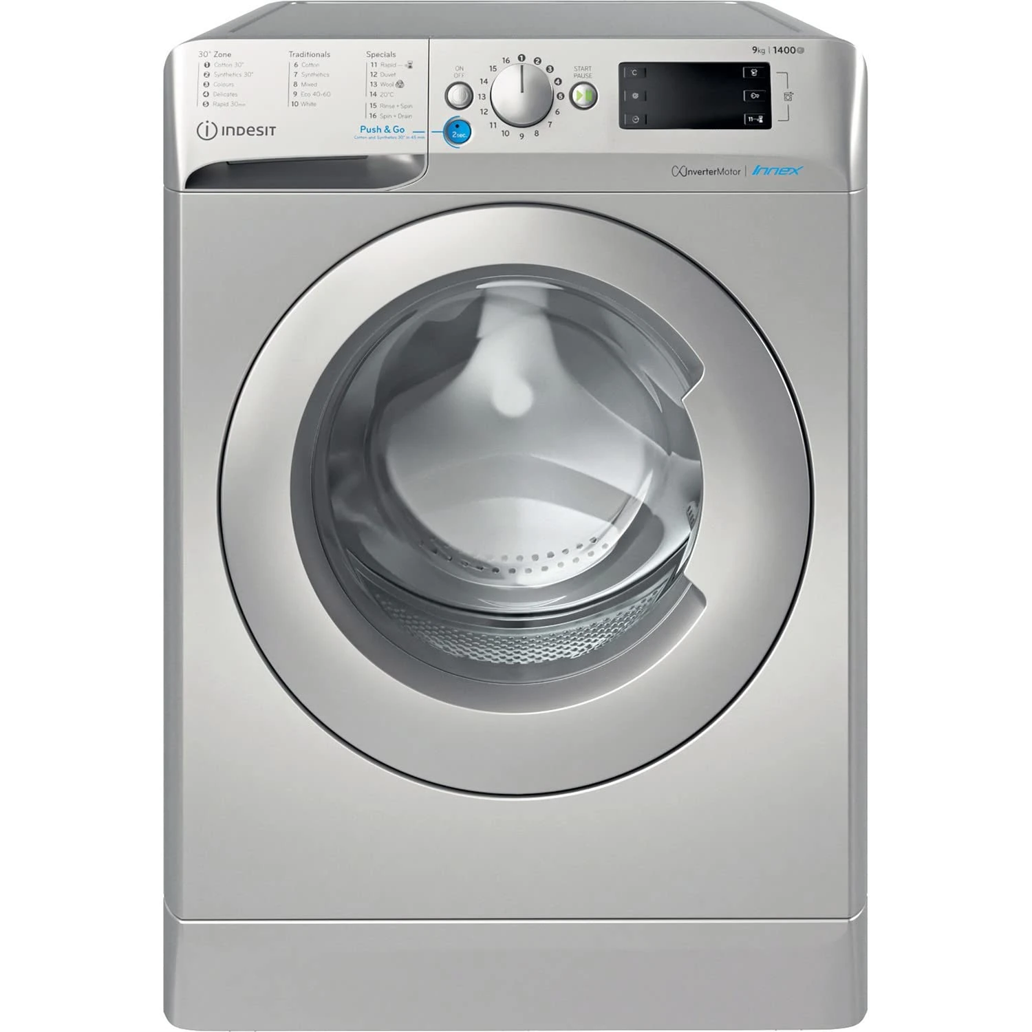 Indesit 9kg 1400rpm Freestanding Washing Machine - Silver