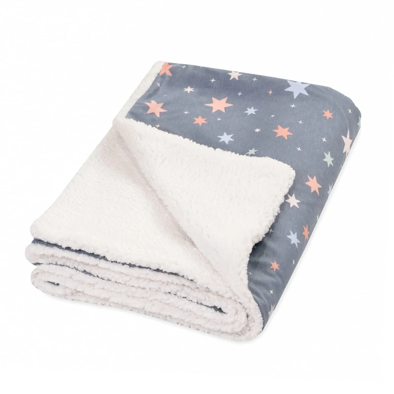 Julius Zöllner Winter Blanket Made of Cotton Jersey and Cuddly Teddy Fabric, Size 70 x 100 cm, Made in Germany, Oeko-Tex® Standard 100, Shiny Stars