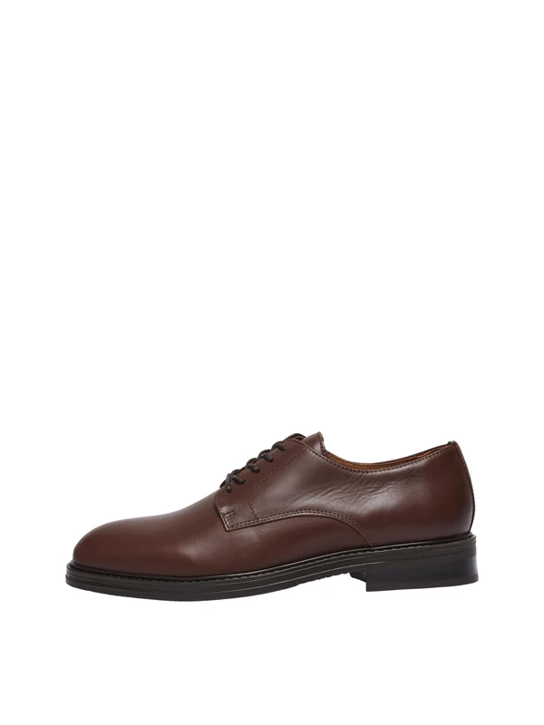 SELECTED HOMME Men's SLHBLAKE Leather Derby Shoe B NOOS, Demitasse, 8 UK