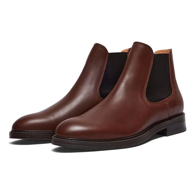 SELECTED HOMME Men's SLHBLAKE Leather Chelsea Boot B NOOS, Demitasse, 10 UK