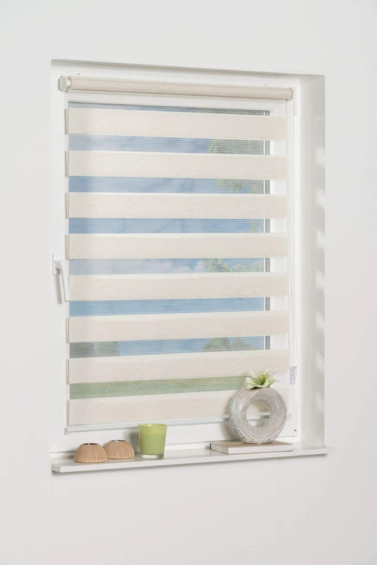 K-home Double Roller Blind with Klemmfix Tensioned No Drilling Required Beige 90 x 200 cm (W x L)