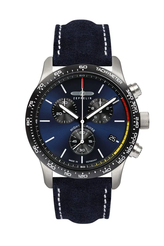 Zeppelin Night Cruise Mens Analogue Quartz Watch with Leather Bracelet 7288-3