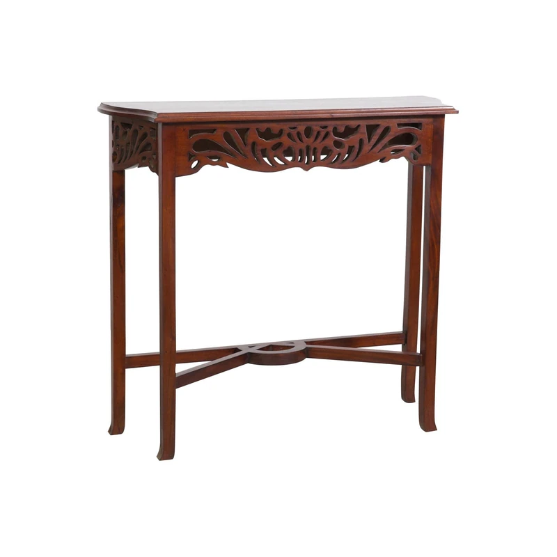 Biscottini Wood 82x25x75 cm Made in Italy Hall Cabinet | Mahogany Shabby Chic Entrance Console, Brown - Image 1