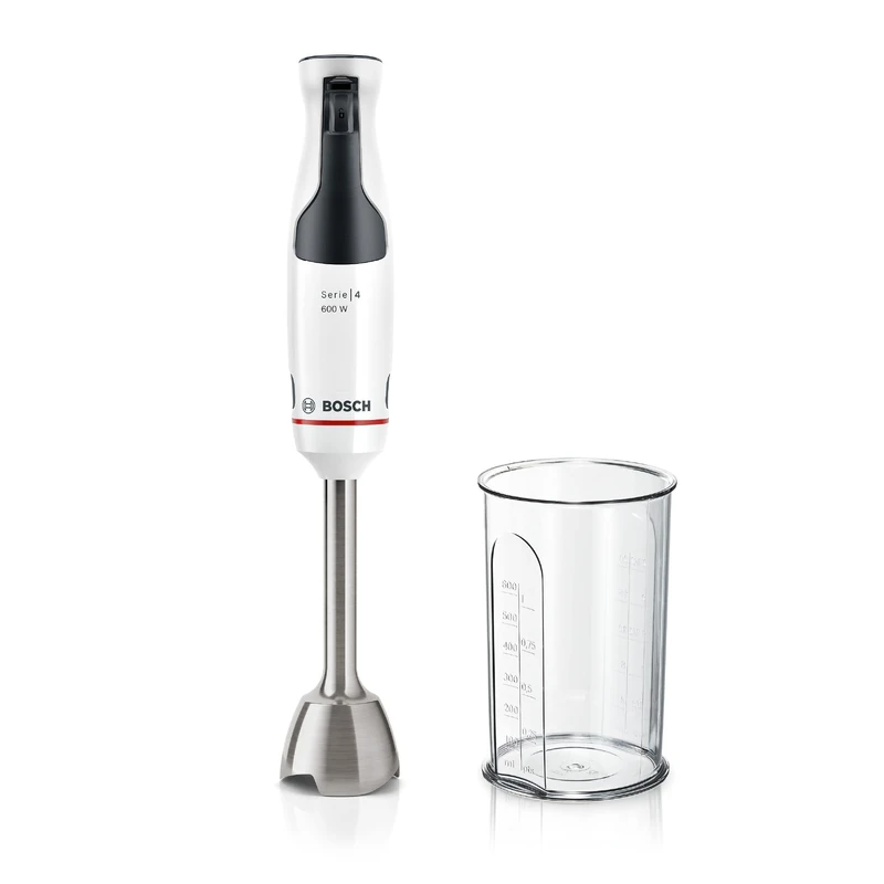 Bosch ErgoMaster 4 Series MSM4W210 Home Appliances, Hand Blender, 600W Motor, Variator, QuattroBlade Mixing System, Accessories Included - White