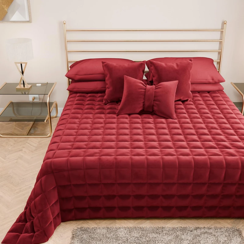 PETTI Artigiani Italiani - Soft and Warm Velvet Double Quilt, Spring Autumn Quilt, Double Bedspread, Bordeaux, 100% Made in Italy