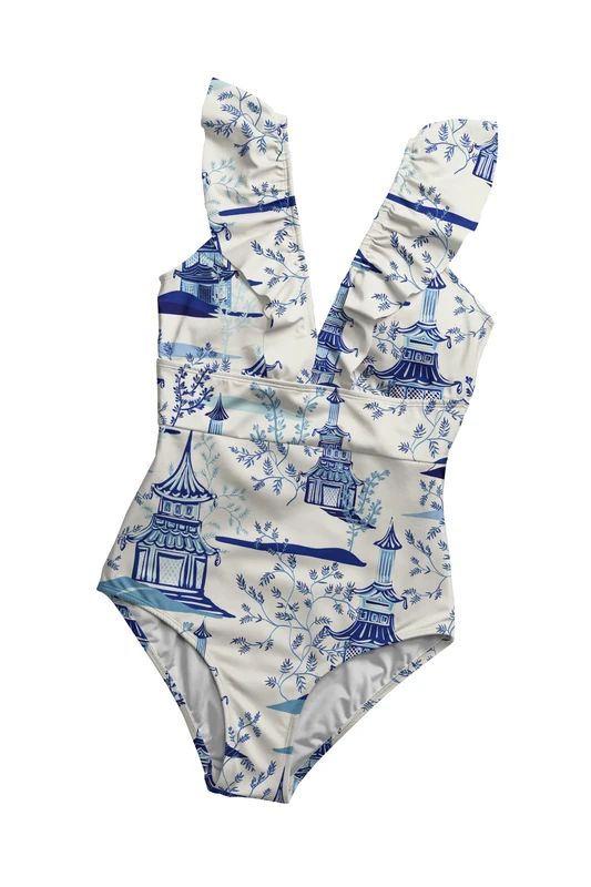 Averie Women's Himari One Piece Swimsuit, White, M