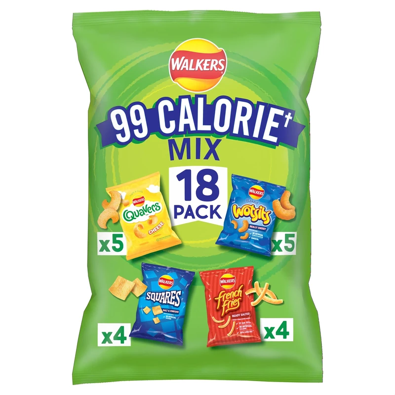Walkers 99 Calorie Mix Multipack Snacks Crisps 18 Pack