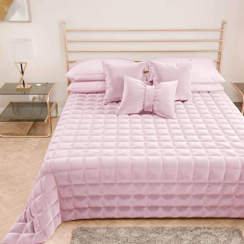PETTI Artigiani Italiani Soft and Warm Velvet Quilt for Spring Autumn Double Bed Pink 100% Made in Italy