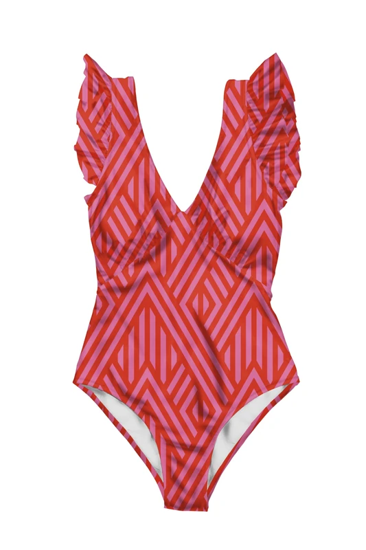 Averie Women's Cerise One Piece Swimsuit, White, XS