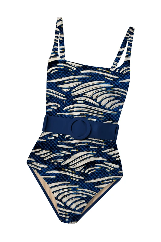 Averie Women's Alaska One Piece Swimsuit, Blue, S