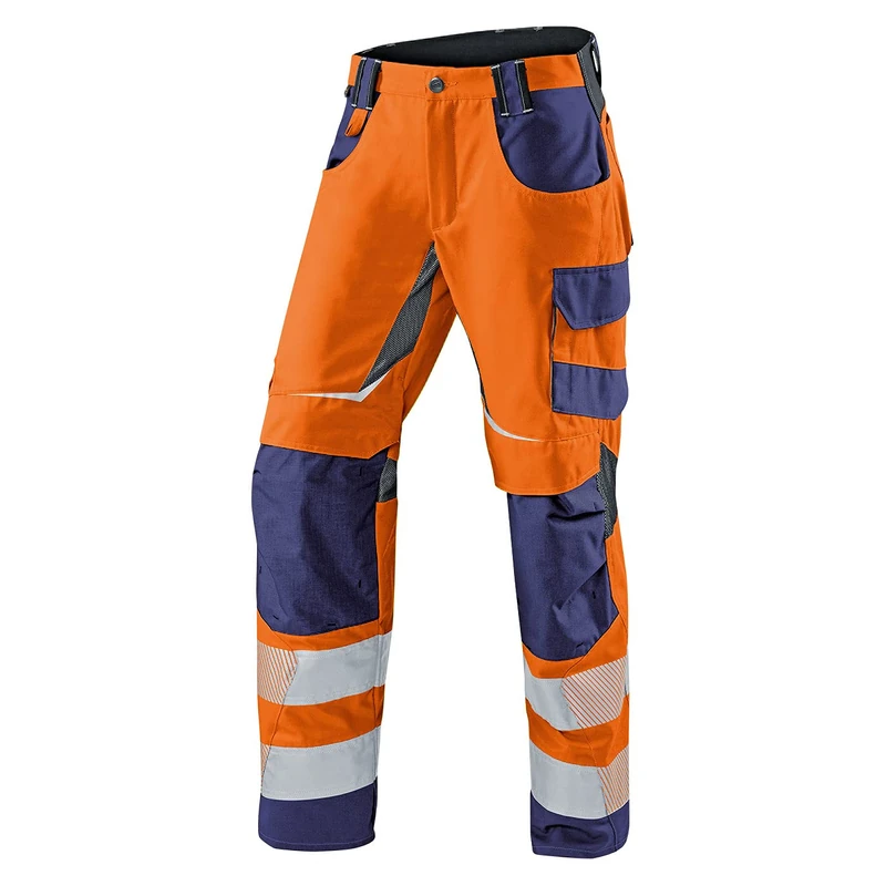 KÜBLER Workwear Women's Trousers Pants, Warning Norange/Dark Blue, 102 cm