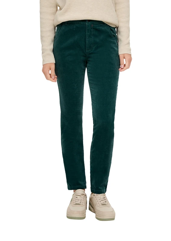 s.Oliver Women's Long Slim Fit Trousers, Blue Green, 34W x 30L