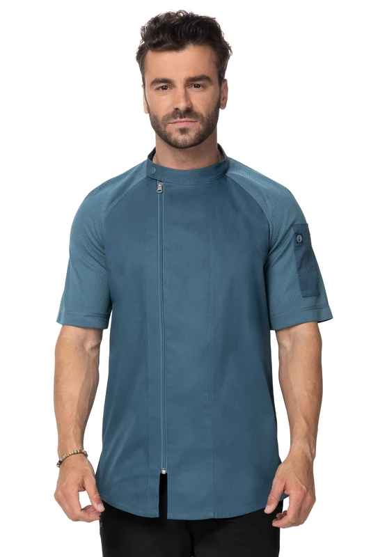 Chef Works Men's Varkala Chef Coat, Teal, XL