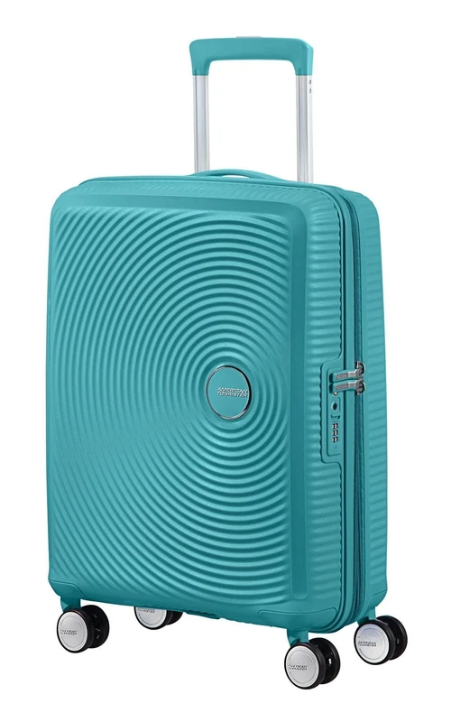 American Tourister Soundbox - Hand Luggage Suitcase 55 x 40 x 20/23 cm - Hard Shell Trolley Suitable for EasyJet - Expandable, Light, 4 Wheels & TSA Lock - 35.5/41 L - Turquoise (Turquoise Tonic)
