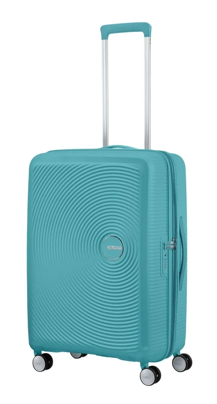 American Tourister Soundbox - Hard Shell Suitcase 67 cm Medium - Trolley Case with 4 Wheels, TSA Lock, Expandable & Light - 71.5/81 L - Turquoise Tonic
