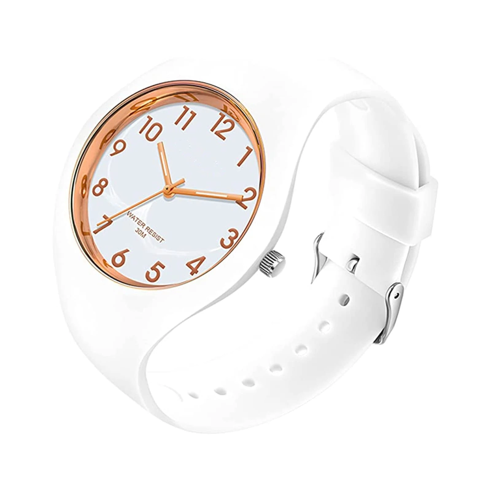 Women's Watch with Silicone Band Big Face Waterproof Sport Ladies Wrist Watch Fashion Casual Simple Quartz Analog Watches for Women Girls (White)