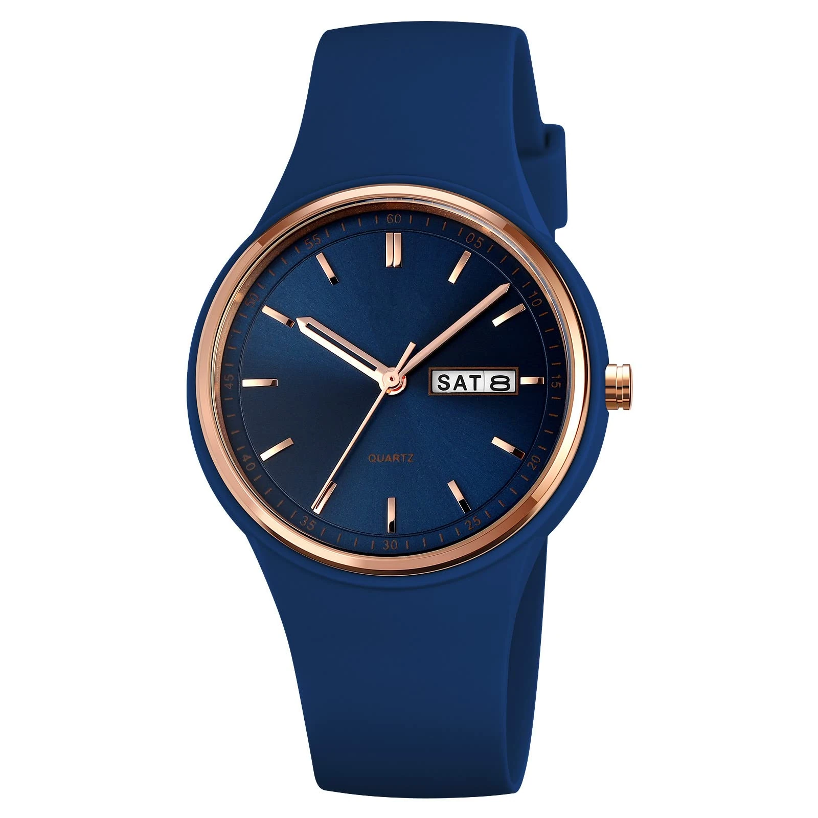 Women's Watch with Silicone Band Big Face Waterproof Sport Ladies Wrist Watch Fashion Casual Simple Quartz Analog Watches for Women Girls (2057Navy Blue)