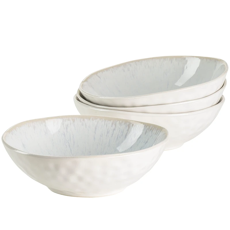 MÄSER Frozen Cereal Bowls Set with Speckled Glaze and Organic Shaping, 4 Ceramic Bowls in Exciting Vintage Look, Stoneware, White, 550 - Image 1