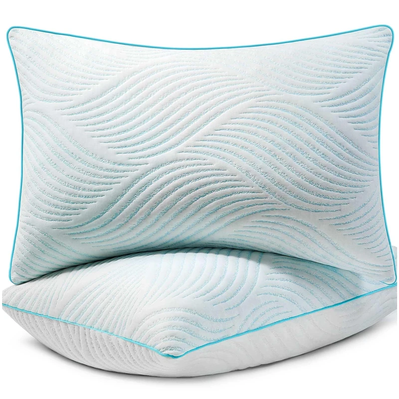 Smilereve Pillows Queen Size Set of 2 Cooling Shredded Memory Foam Pillows Bed Cushions for Sleeping - Image 1