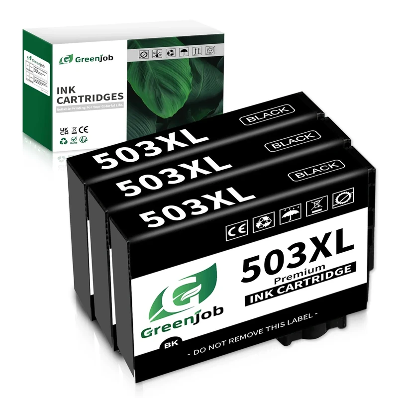 Greenjob 503XL Black Ink Cartridges Replacement for Epson 503 Ink Cartridges Multipack Compatible with Epson Expression Home XP-5200 XP-5205 XP5200, Workforce WF-2960 WF-2965 WF-2960DWF (3 Black)