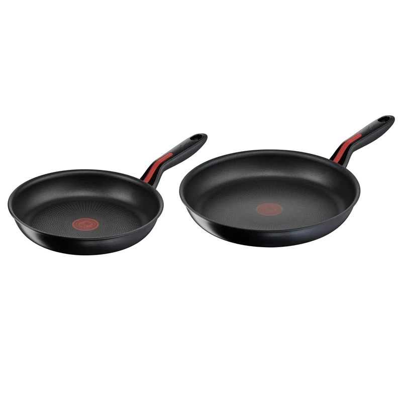 Lagostina Red Line Non-Stick Pans Diameter 24 and Diameter 28 cm, Induction Gas and Oven, Scratch-Resistant, Thermal Signal Cooking Indicator, Stainless Steel and Aluminium Base, Non-Slip Handle