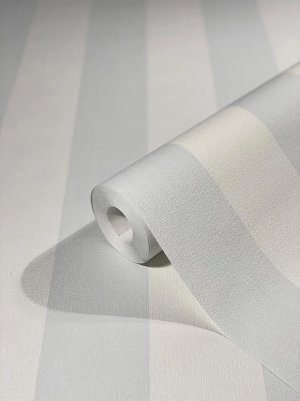 WALLCOVER Non-Woven Wallpaper Blue Stripes Country House White Light Blue Lines Modern Block Stripe Wallpaper Fine Structure 10.05 x 0.53 m Made in Germany