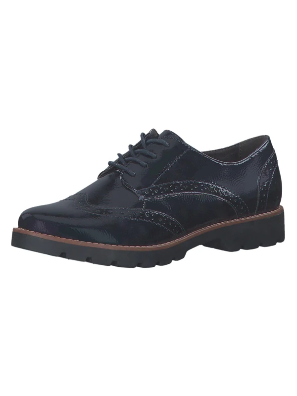Jana Women’s Oxford Lace-Up Shoes Patent Wide H Extra Width, Navy Patent, 5 UK